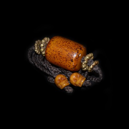 Tibetan simulated Amber & Skull Beads Choker Macramé Necklace
