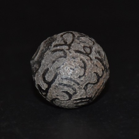 Antique Indonesia Iron Ball with Inscription
