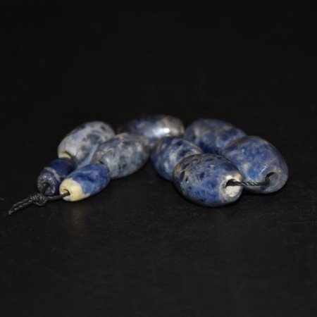 Nine ancient precolumbian Sodalite Beads