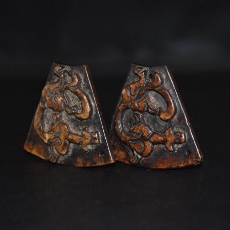 Pair antique Hongshan Dragon Jade Stone Plates / Pendants