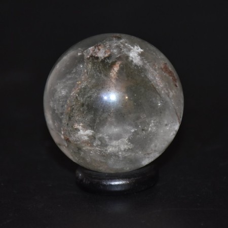 Green Phantom Rock Crystal Sphere with wooden stand