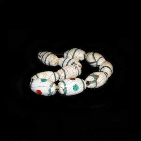 Turquoise Coral Inlay Conch Shell Beads