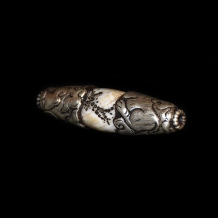 Huge Conch Shell Silver Repoussee Bead