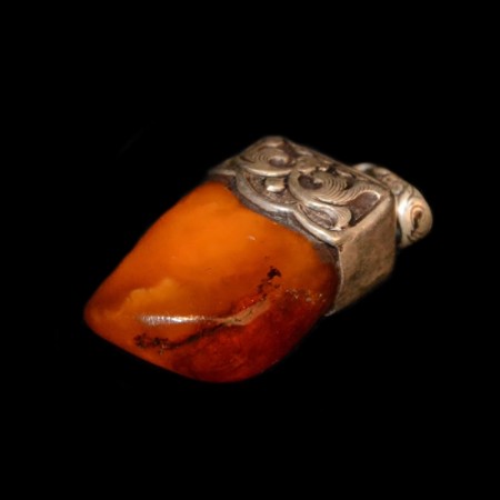 Antique butterscotch amber silver pendant