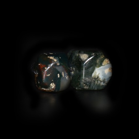 Two ancient cornerless-cube Jasper / Agate Beads