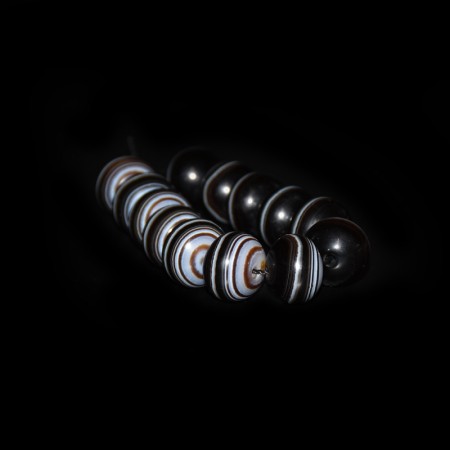 Strand with large tibetan banded Agate Beads