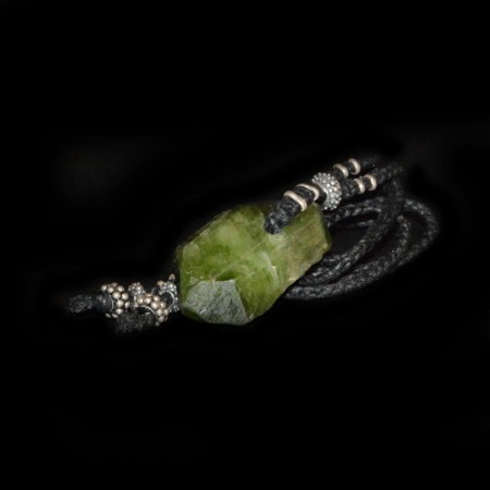 Naturally terminated Diopside Crystal with Silver Necklace