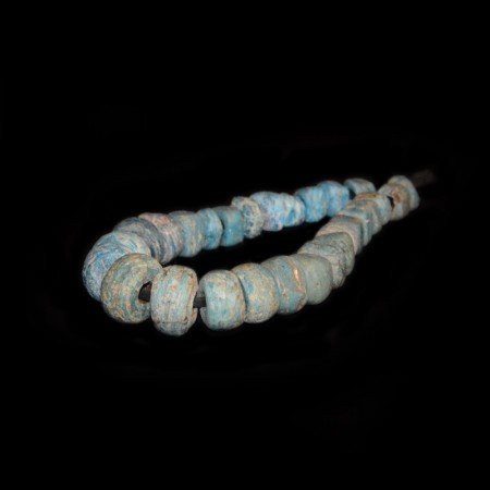 String with antique blue Hebron Glass Beads