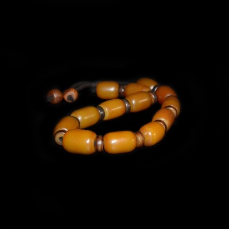 Strand with antique simulated Amber and Seed Beads