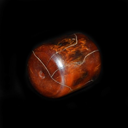 Antique dark brown-red simulated Amber bead