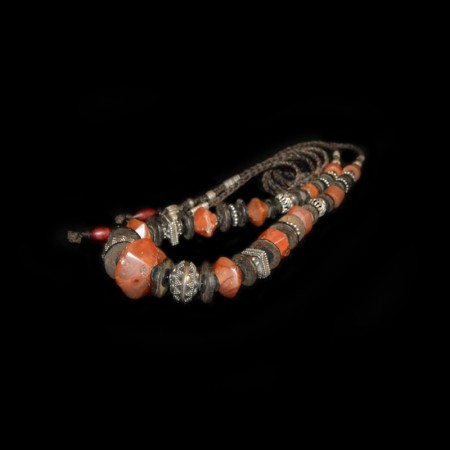 Ancient hexagonal facetted Carnelian Bead Necklace