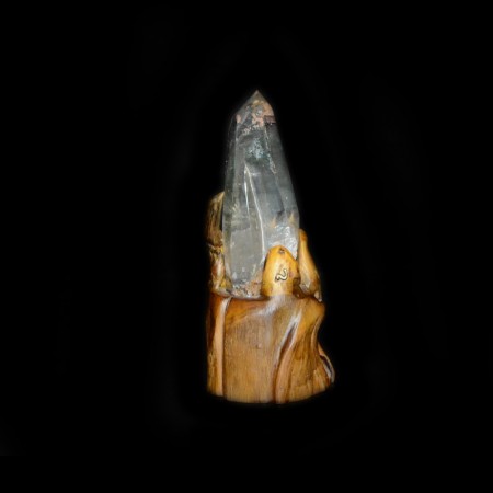 Phantom Rock Crystal with wooden stand 