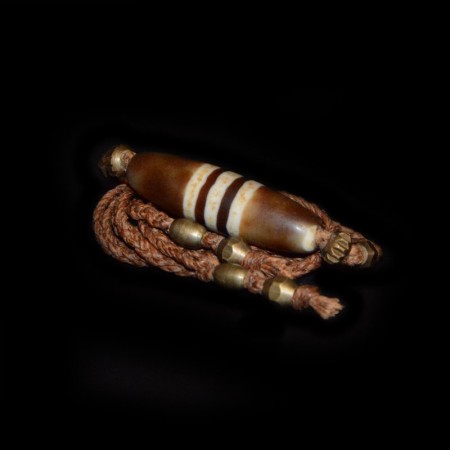 Brown Stripe Dzi Bead Choker Necklace
