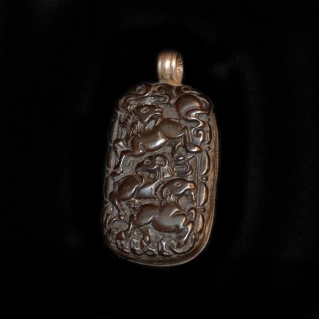 Old Tibetan Horse Resin Silver Amulet
