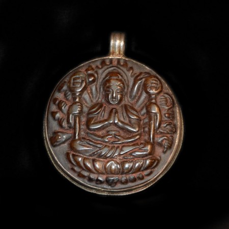 Large Tibetan Buddha Resin Silver Amulet