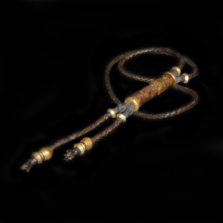 Tribal Brass Bead Leather Cord Necklace