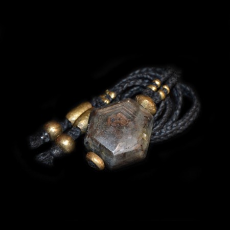 Hexagonal golden Sapphire Amulet Necklace