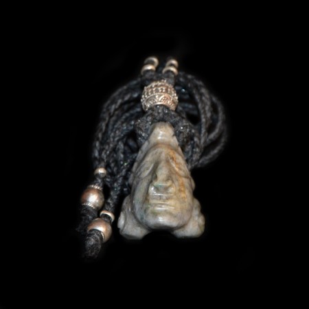 Pre-Columbian Jadeite Face Amuelt Necklace