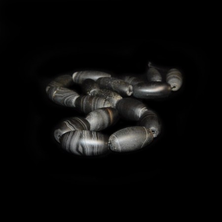 Antique black banded Agate Beads