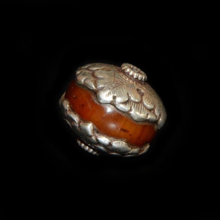 Butterscotch silver-capped simulated Amber Bead