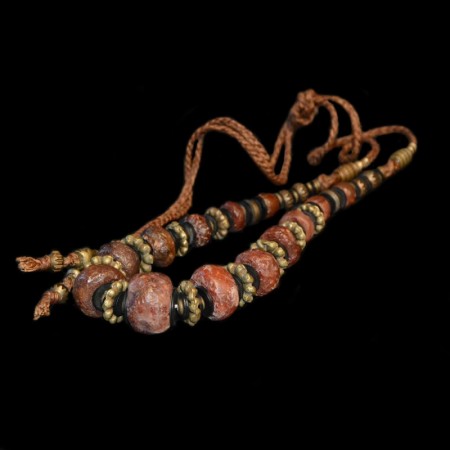 Neolithic carnelian bead necklace