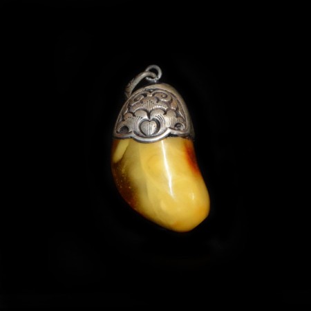 Tibetan Amber Silver Pendant