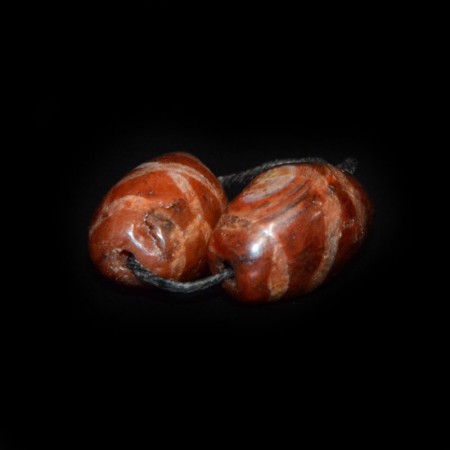 Pair Antique Etched Carnelian Bead