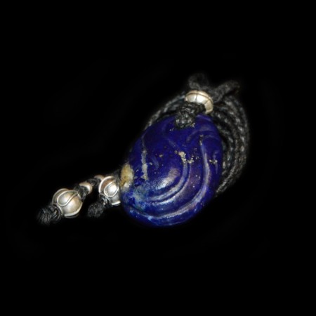 Royal Blue Lapis Lazuli Carving Amulet Necklace