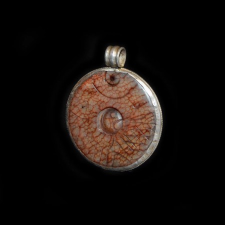 Rare antique blood Jade Moon Silver Amulet