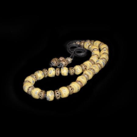 Antique Venetian Yellow Glass Bead Necklace