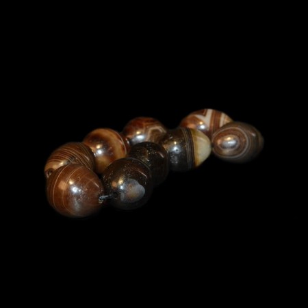 Nine antique tibetan agate beads