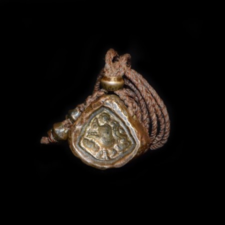 Antique Hindu Bronze Mold Amulet Necklace