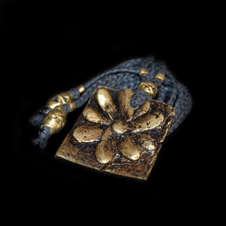 Antique Akan Flower Goldweight Brass Amulet