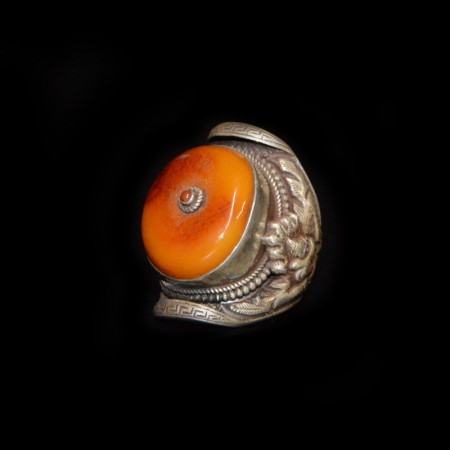 Ethnic Amber Silver Ring
