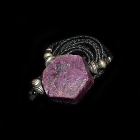 Huge Hexagonal Purple Corundum Amulet Necklace