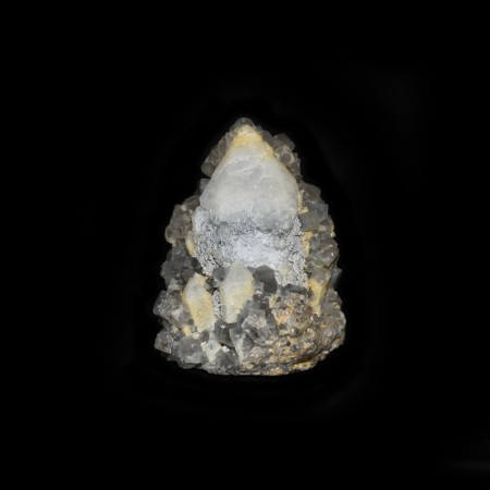 Terminierter Quartz Kristall mit kleinen Fluorit Kristalle