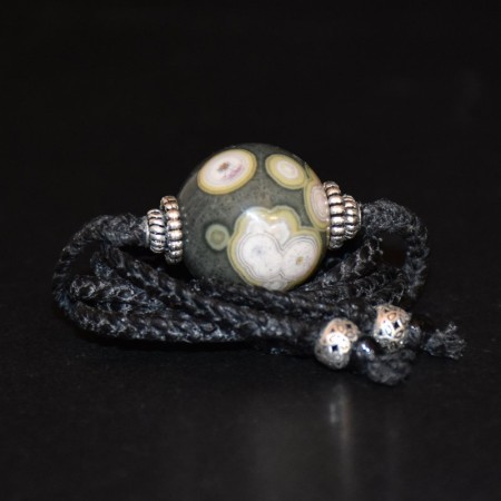 Orbicular Jaspis Sphere Silber Makramee Choker Halskette