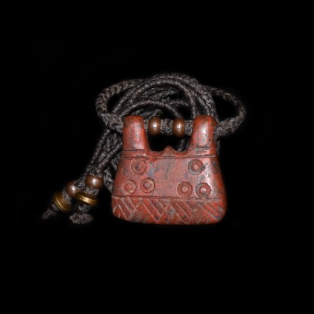 Baktrische Jaspis Amulett Bronze Makramee Halskette