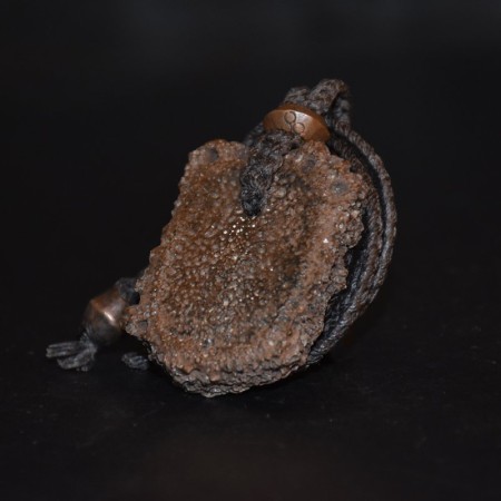 Grosses Fossil Schuppen-Amulett Makramee Halskette