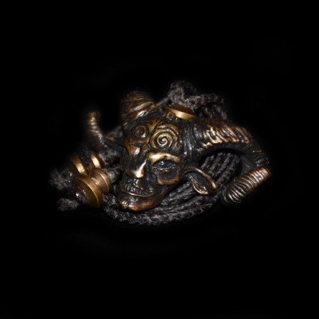 Faun Bronze Amulett Makramee Halskette