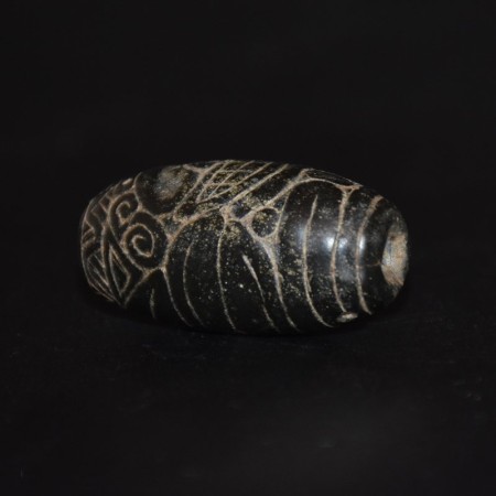 Extrem seltene geschnitzte Taino Totenkopf Basalt Perle
