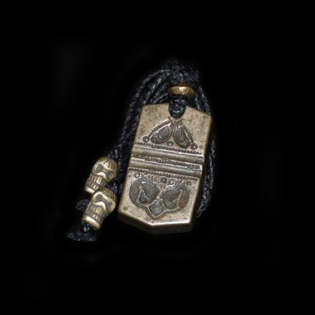 Antikes Bronze Amulett Macramé Halskette
