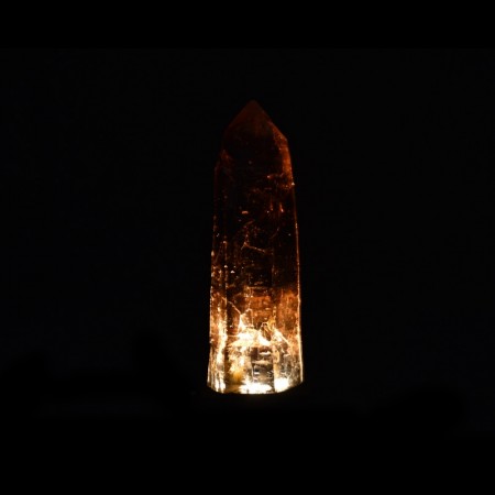 Black skeletal smoky Rock Crystal Point LED Lamp