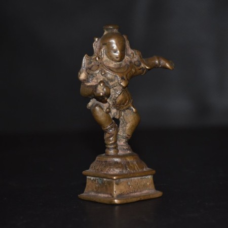 Antike tanzende Krishna Bronze Statue oder Figurine aus Indien