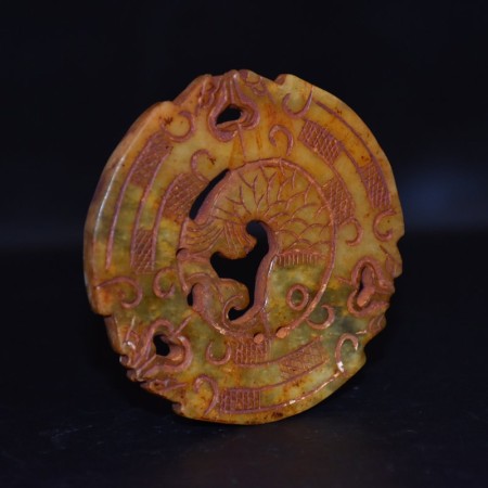 Antikes Hongshan Fish Bi Jade Amulett