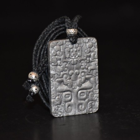 Mystische Aletai Meteorit Amulett Makramee Silber Halskette