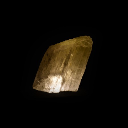 Grosse gelbe Hiddenit Kristall LED Lampe