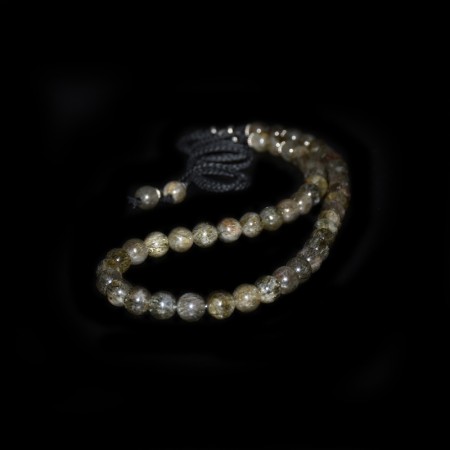 Turmalin Rutil-Quarz mit Silber-Perlen Makramé Halskette