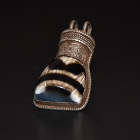 Antiker tibetischer Dzi Perle Silberanhänger