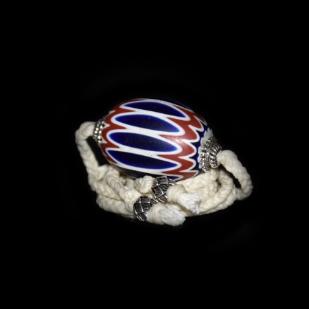 Antike sechslagige venezianische Chevron Glasperle Choker Macramé Halskette